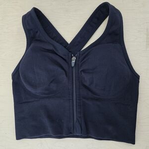 Black Seamless Zipper Bra